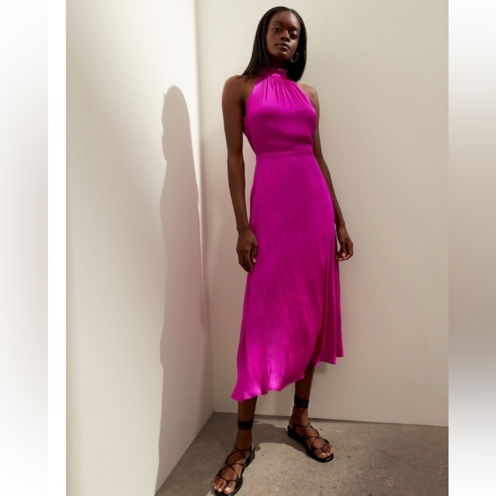 Banana Republic Hot Pink Halter Dress